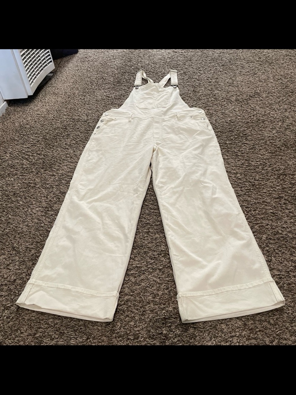 American Eagle wide leg cropped cuffed overalls size XL